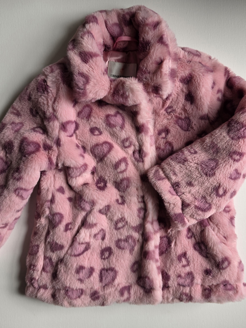 Urban Republic Pink Faux Fur Heart Print Jacket